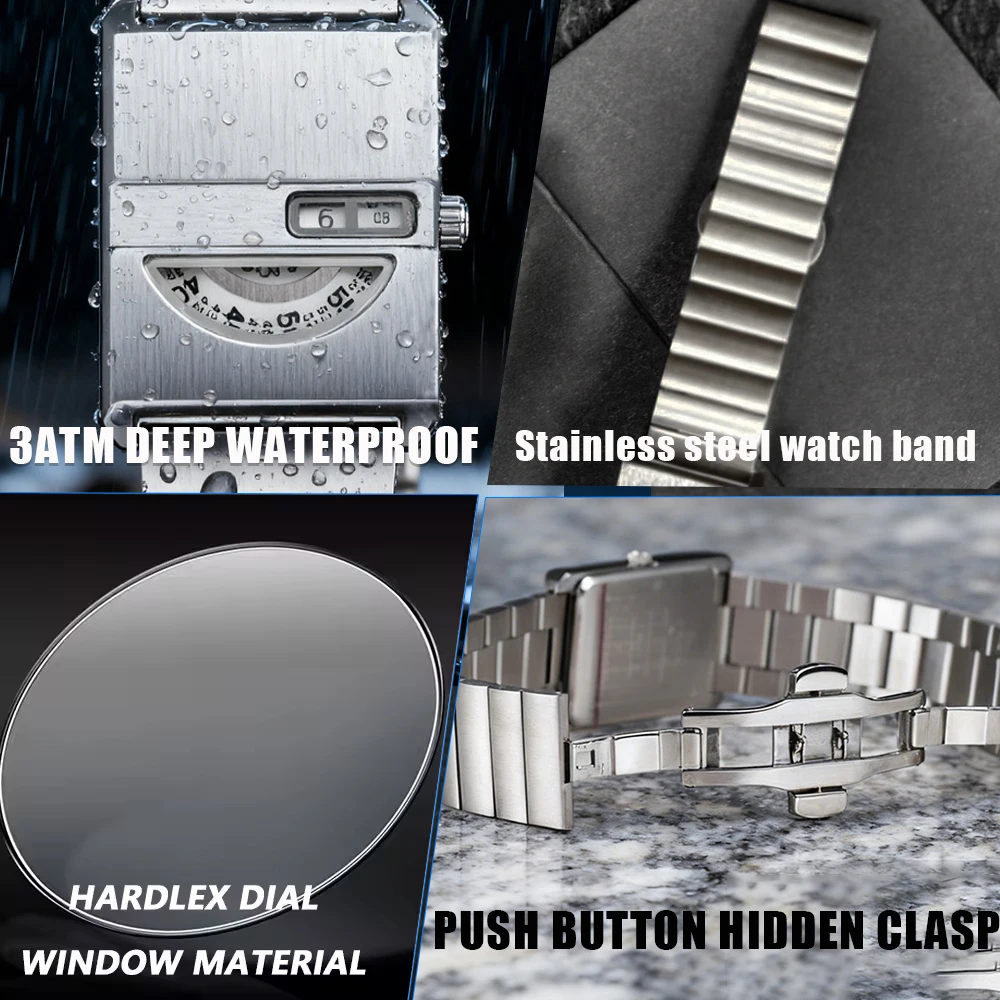 Square Niche Couple Watches Silver Stainless Steel Bracelet New-style Trendy Men Timepiece Fashionable Gift Unisex Quartz Watche - Image 6