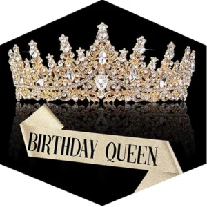 Gold Crown for Women Crystal Queen Tiaras Sash Rhinestone Queen Crowns Hair Accessories Birthday Prom Pageant Party