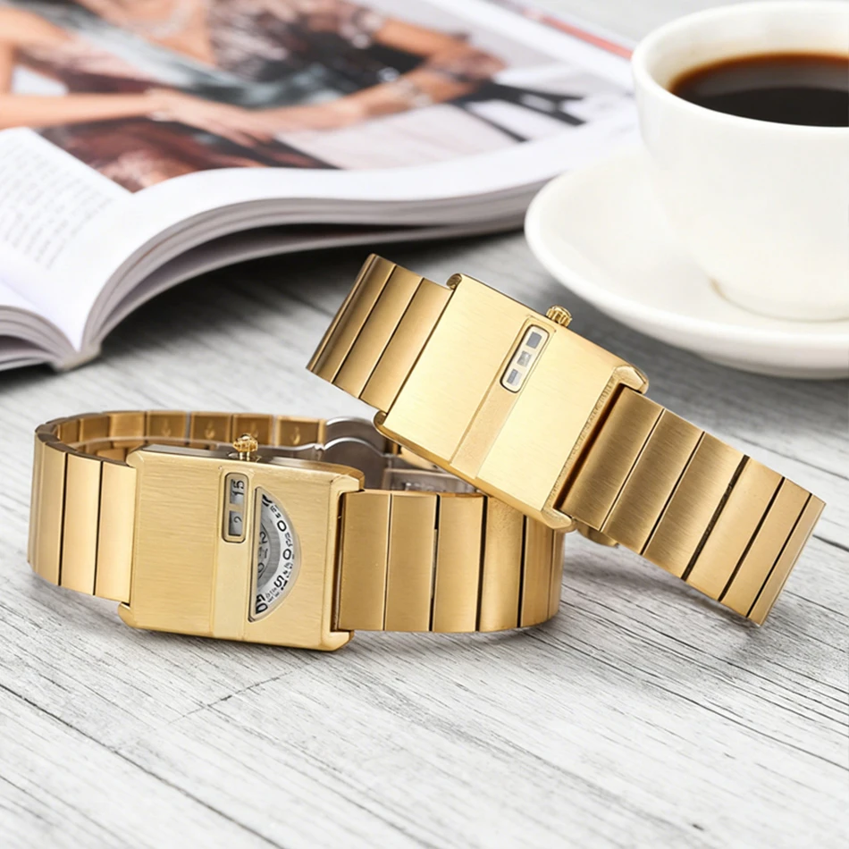 Square Niche Couple Watches Silver Stainless Steel Bracelet New-style Trendy Men Timepiece Fashionable Gift Unisex Quartz Watche - Image 2