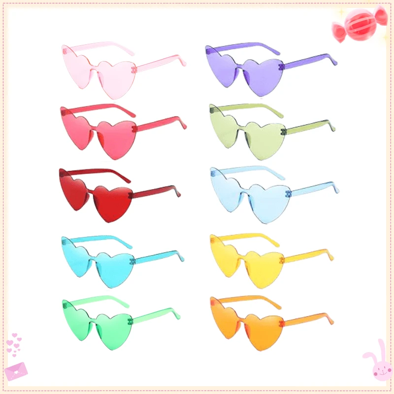 10-120PCS Party Heart Sunglasses Wedding Sunglasses for Guests Bachelorette Gifts Rimless Colorful Sunglass Birthday Photo Props - Image 11